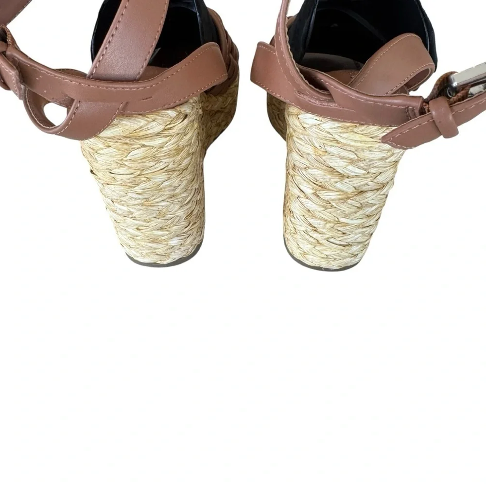 Marc Fisher Godina Womens Cushioned Footbed Faux Leather Wedge Sandals